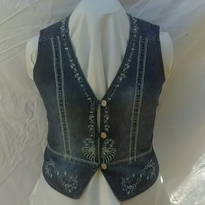 Cute embroidered denim vest